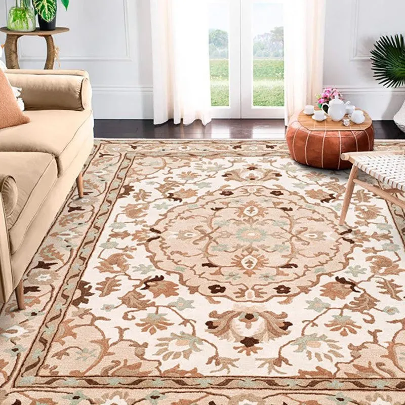 Mithras Hand Tufted Ethnic Wool & Nylon Carpet - Beige media 8