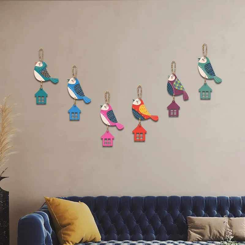 Chirps Of Color MDF Wall Hanging - Set of Six media 1