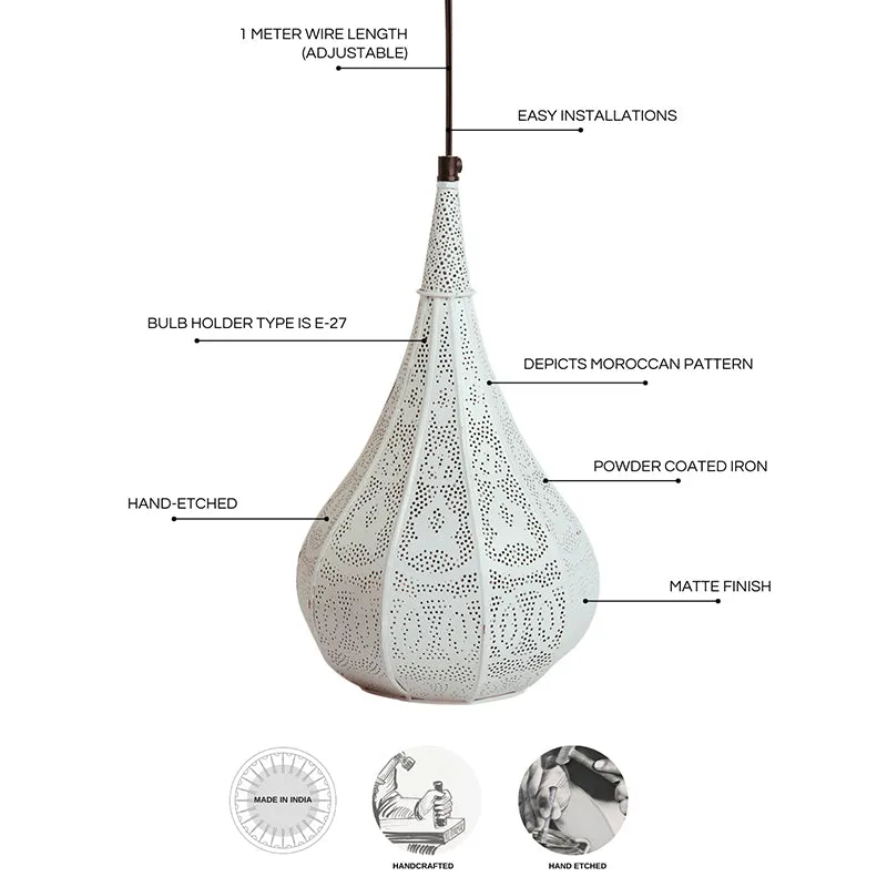 Fez Noor Iron Ceiling Lamp - White media 4