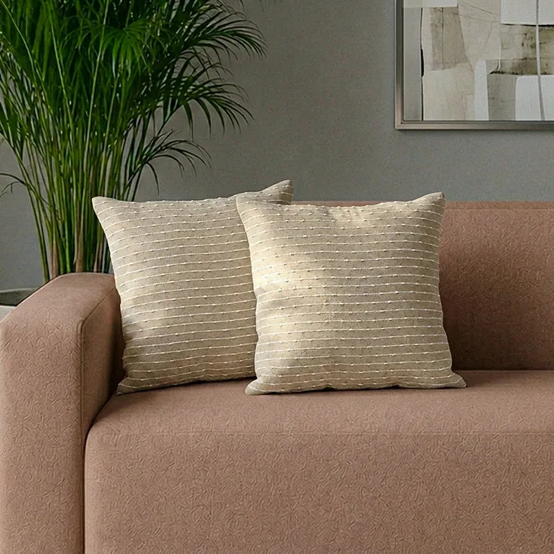 Chloris Cotton Cushion Cover (Beige) - Set Of Two media 1