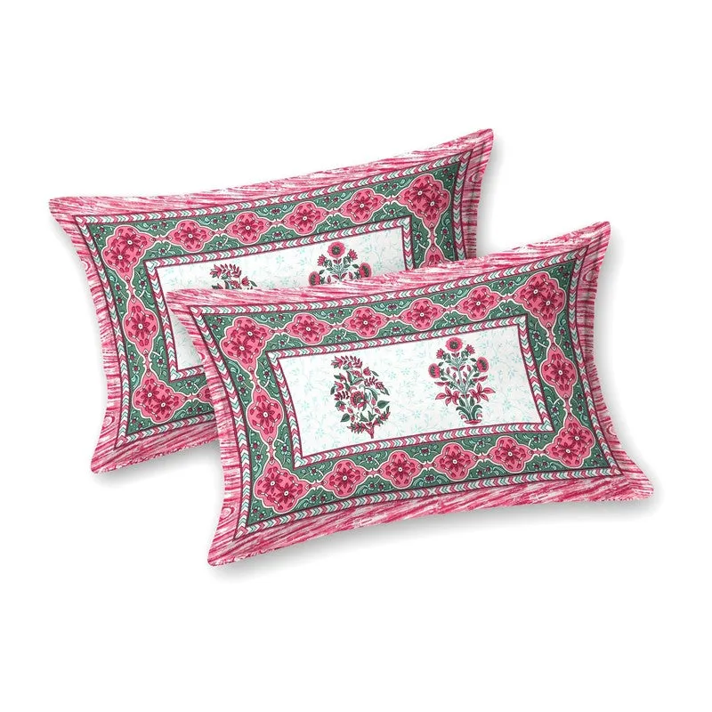 Royally Cotton Bedsheet (Pink,Green,White) - 240 TC media 4