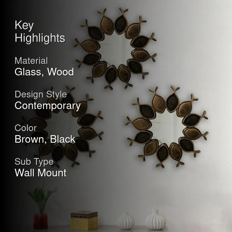 Glimmerra Glass Wall Mirror (Brown) - Set Of Three media 2