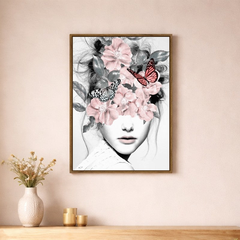 Floral Gaze Canvas Wall Art With Frame