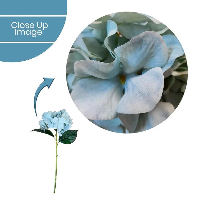 Hydrangia Silk Artificial Flower Stick - Blue media 7