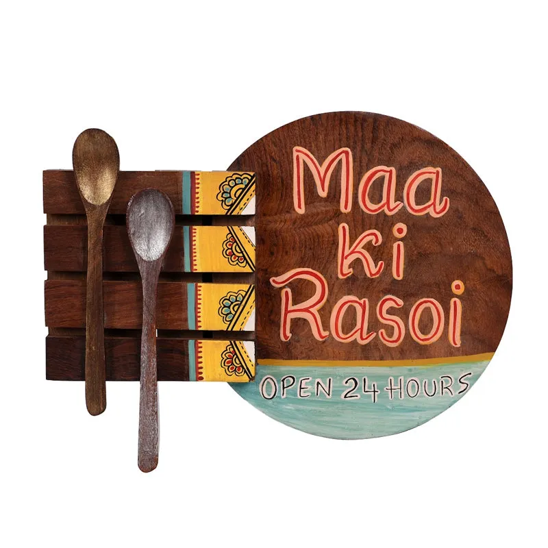 Maa Ki Rasoi Handcrafted Wooden Wall Accent media 4