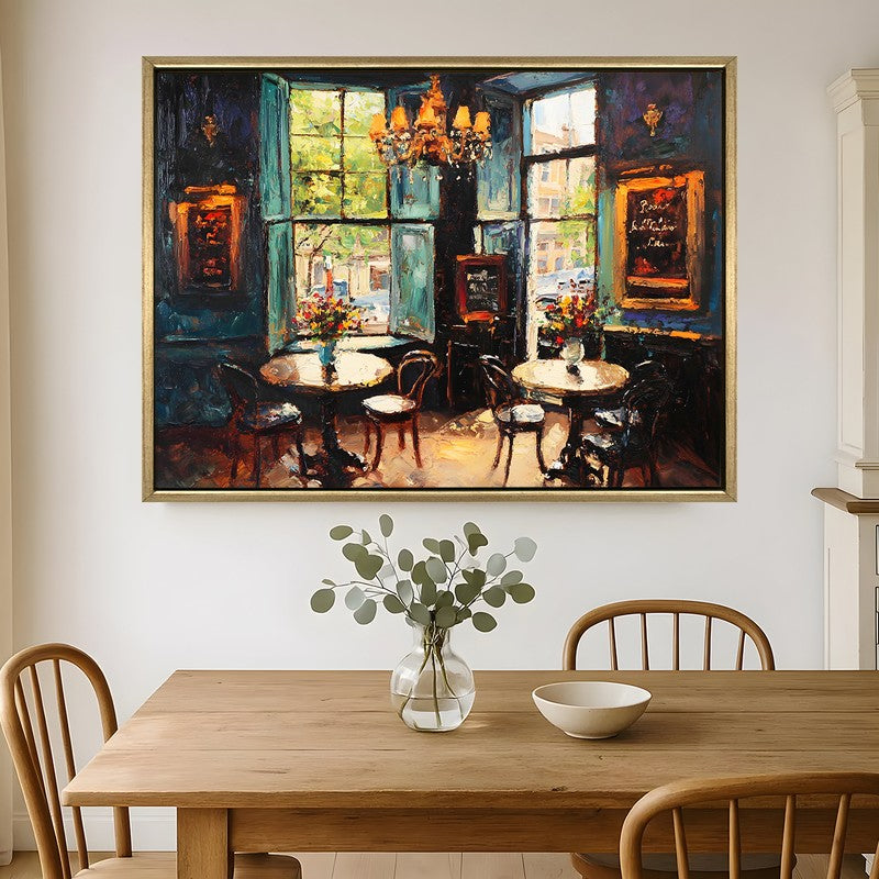 Bistro Table Canvas Wall Painting With Frame