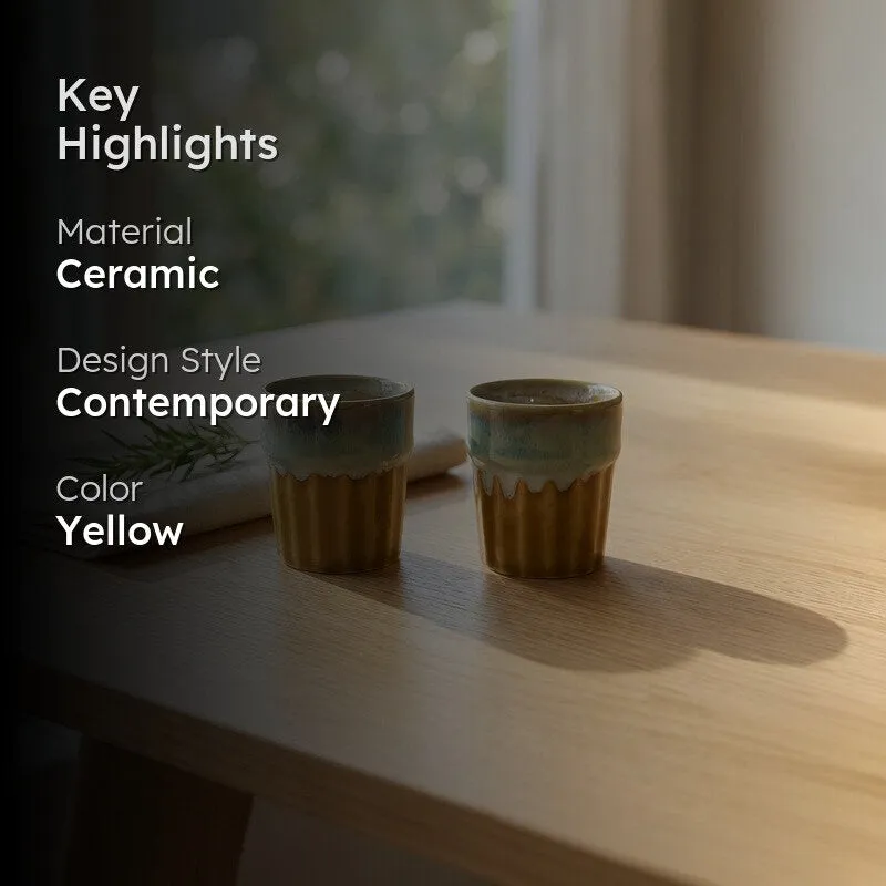 Handcrafted Ceramic Kulhads (Mustard/70 mL Each) - Set of Two media 2