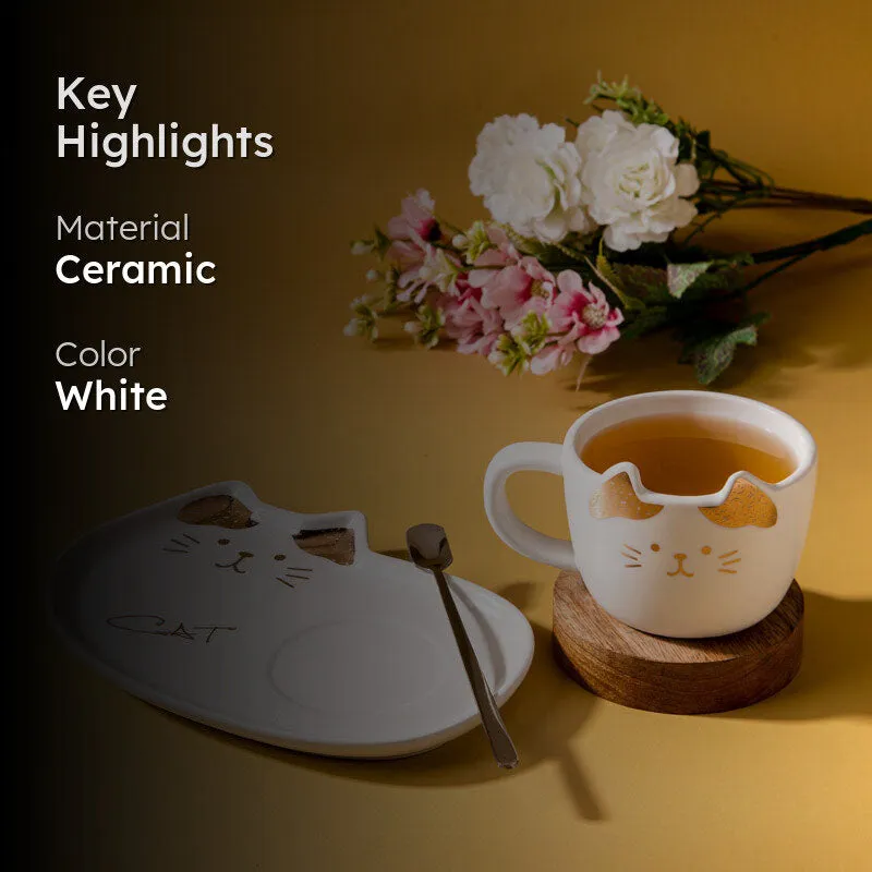 Whisker Tales White Mug & Snack Plate (200 ML) - Three Piece Set media 2
