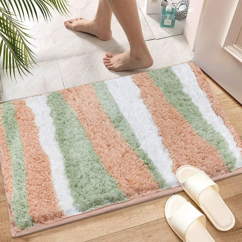Stripe Steps Microfiber Bath Mat - Pink media 1