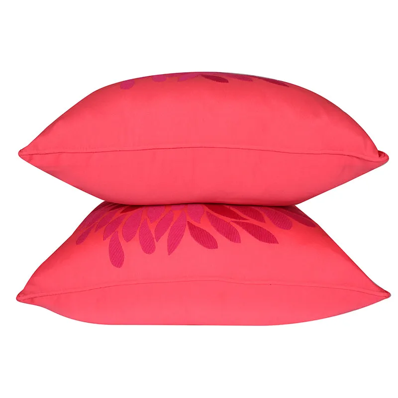 Mayflower Blooms Embroidered Cushion Cover (Coral) - Set Of Two media 5
