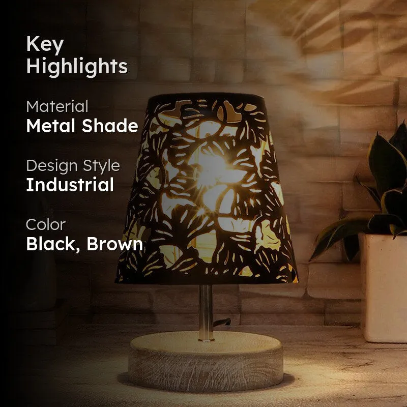 Rexa Flora Etched Metal Table Lamp - Black,Brown media 2