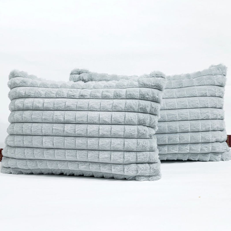 Frost Waffle Grey Cushion Cover (Rectangle)  Set of Two media 7