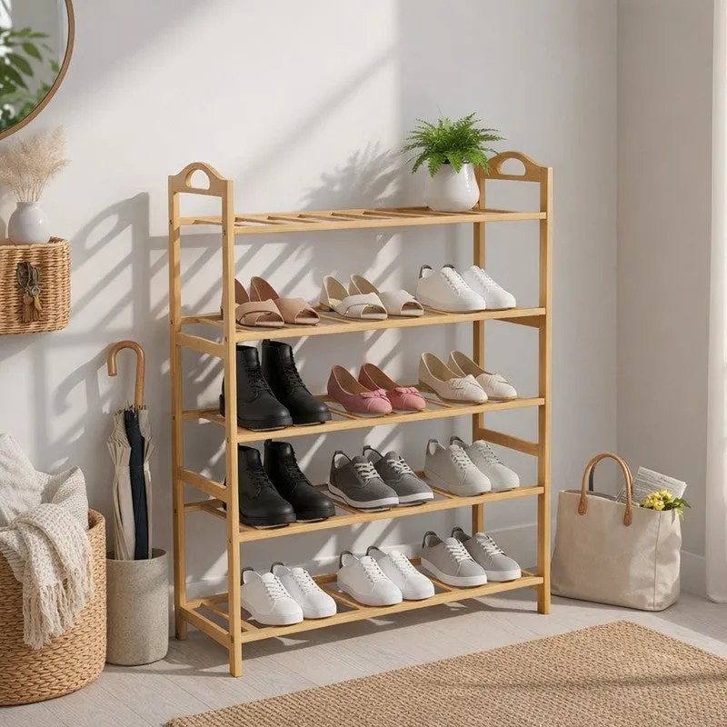 Rustic Mango Wood Shoe Rack media 1