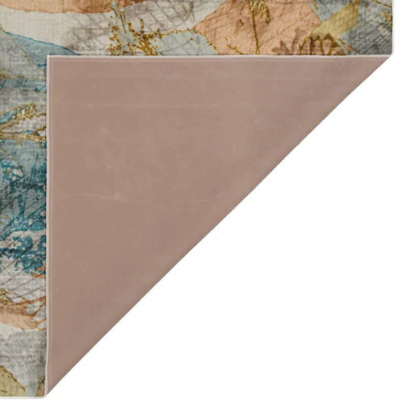 Elrond Abstract Polyester Anti-Skid Carpet - Brown & Blue media 6