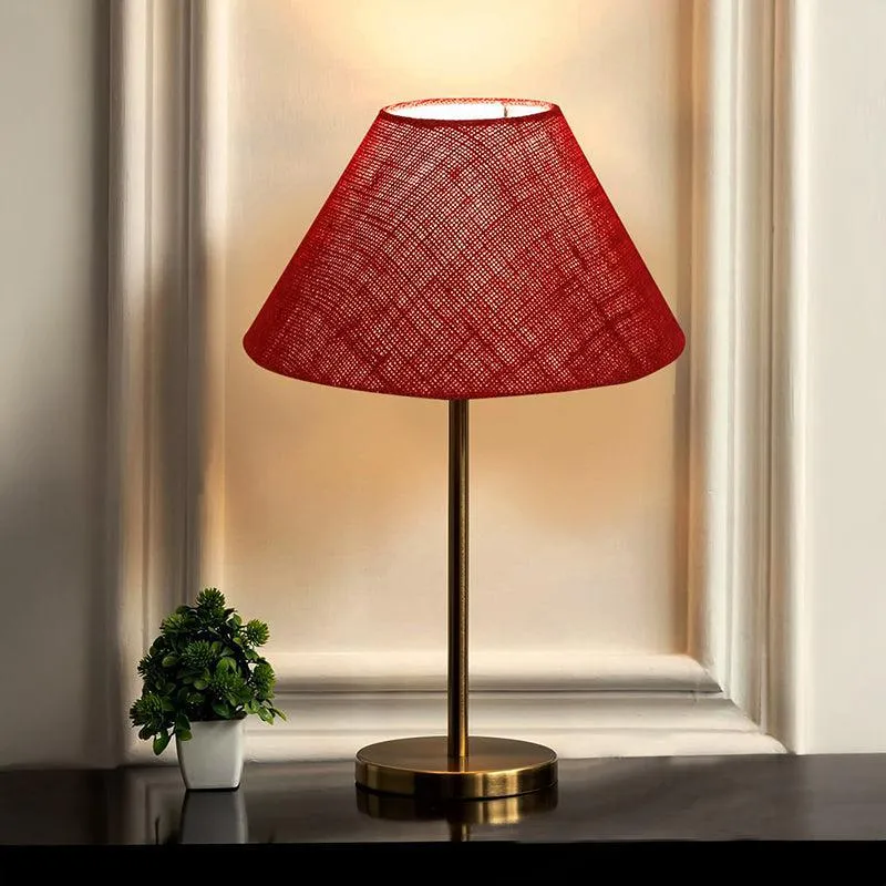 Loft Gleam Jute & Metal Table Lamp (Empire) - Maroon,Gold media 1