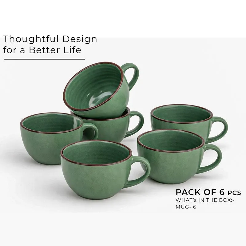 Cuddle Ceramic Tea Cup (250 mL Each),Green) - Set Of Six media 3