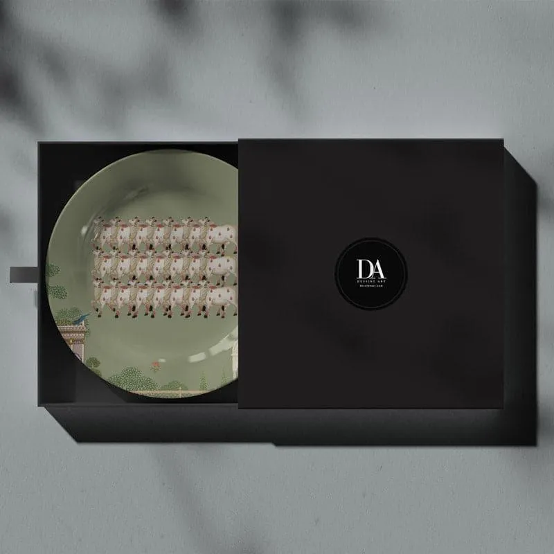 Pichwai Art Wall Plate - Olive media 4