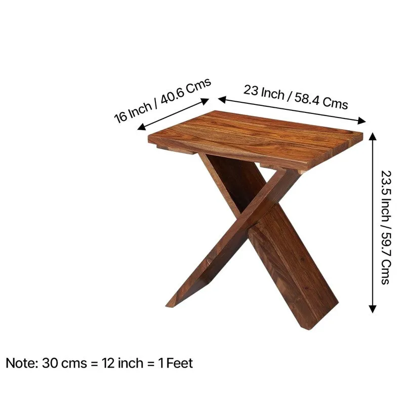 Cverox Sheesham Wooden Side & Bedside Table (Brown) - Set Of Two media 11