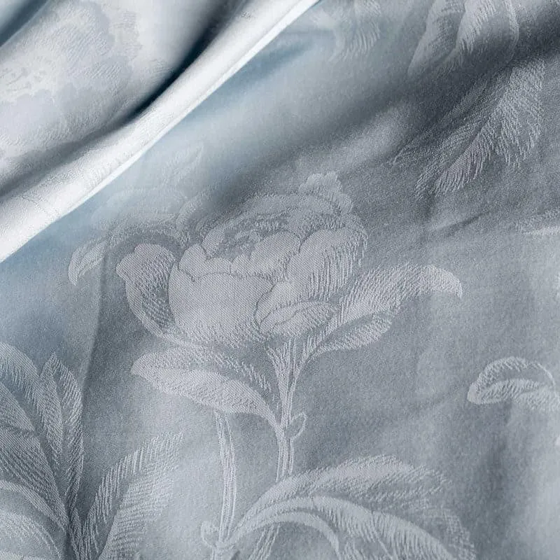 Fruva Floral Jacquard Cotton Bedsheet (Pale Blue) - 300 TC media 5