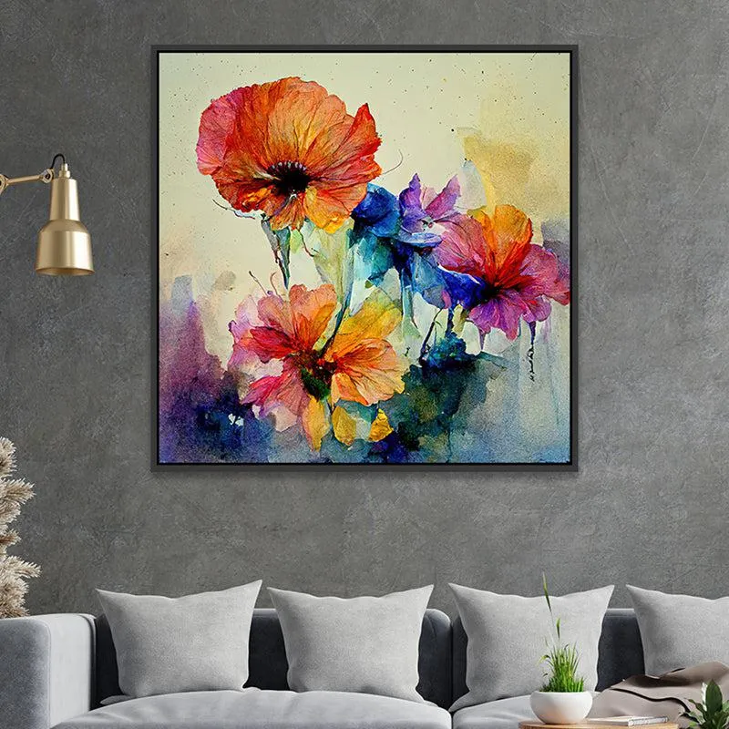 Blooming Flowers Abstract Canvas Wall Painting media 4