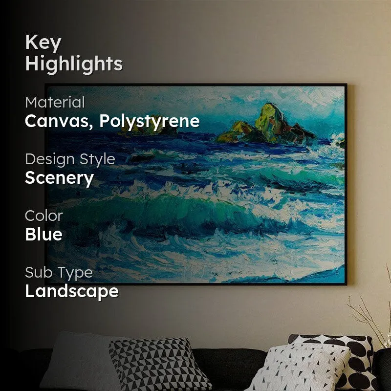 Seawave Canvas Painting - Black Frame media 2