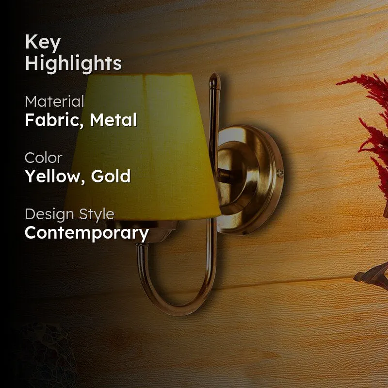 Altura Conical Fabric & Metal Wall Lamp - Yellow media 2