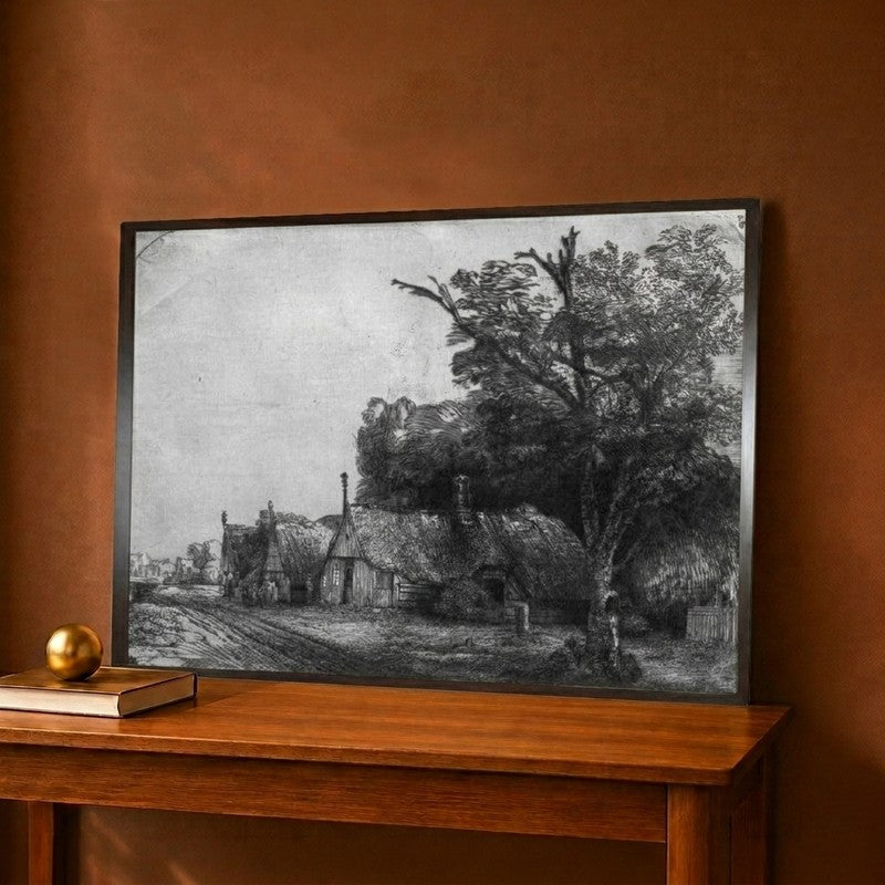 Landscape With Three Cottages 1650 Canvas Wall Painting - 12 x 9 Inches