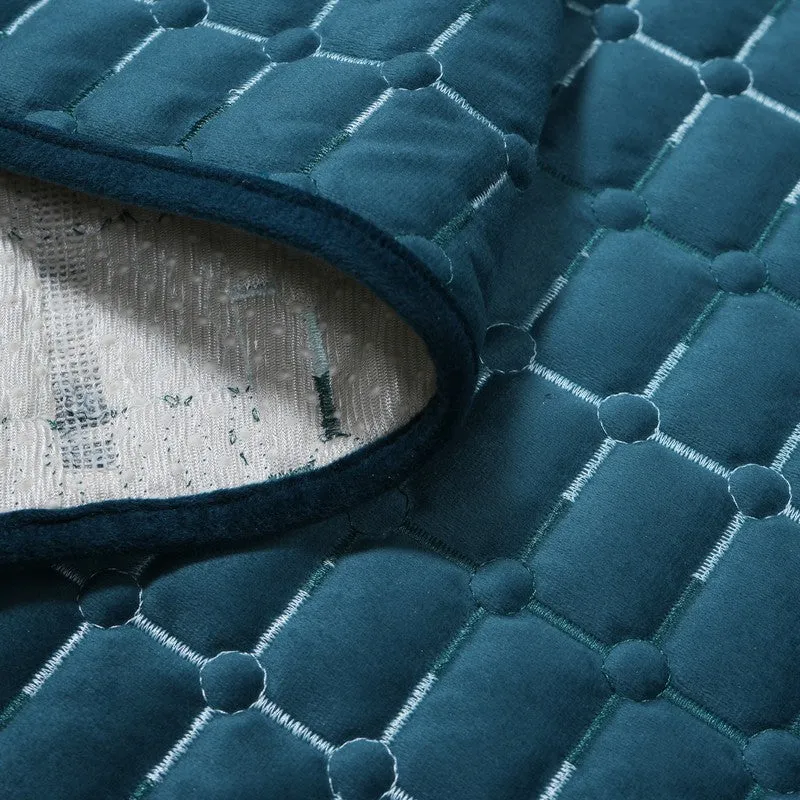GeoWeave Velvet Sofa Cover - Blue media 6