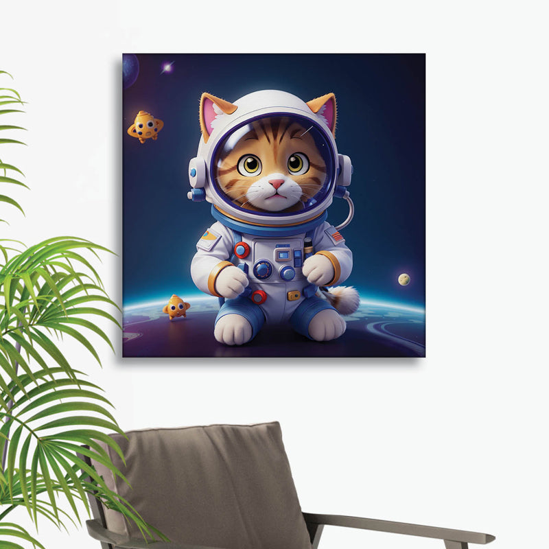 Space Kitty Canvas Wall Painting