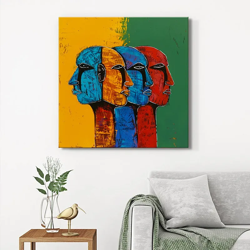 Tribal Colorful Faces Wall Painting media 1