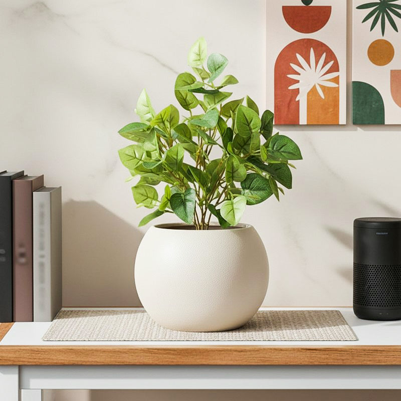 Baby Pothos Artificial Plant With Black Fiber Pot - 1 Feet