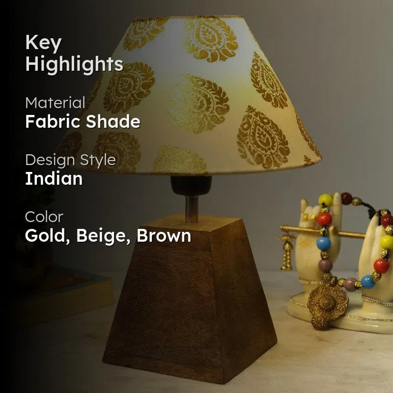Pyramid Perfection Leaf Fabric Table Lamp - Gold,Beige media 2