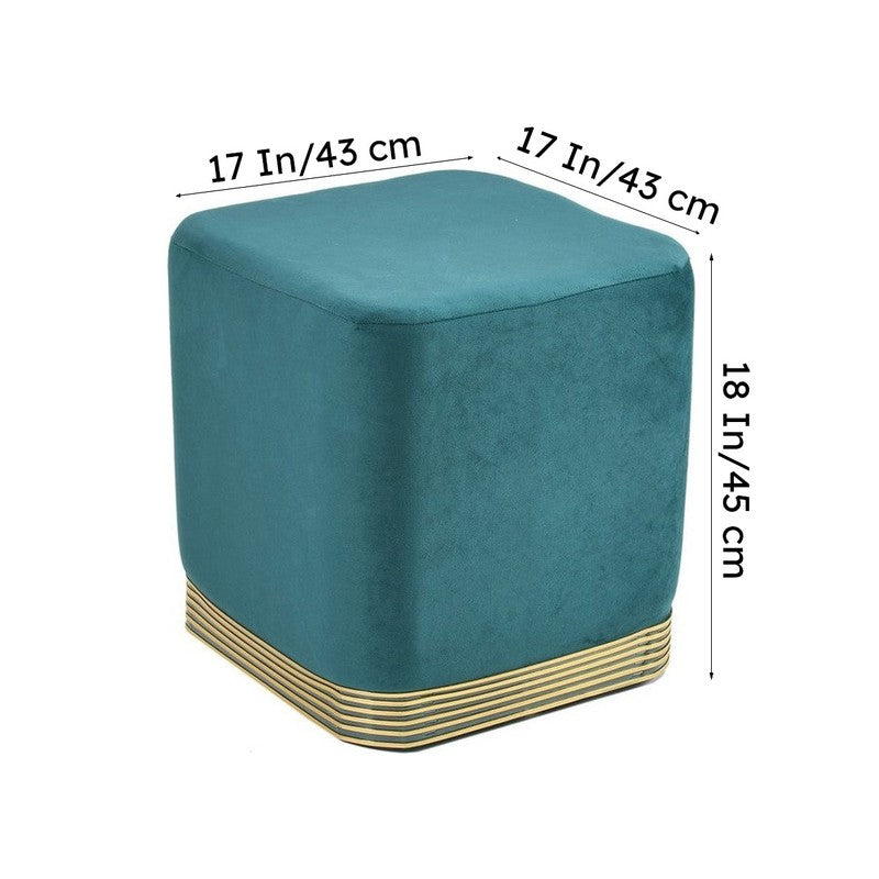 Aureum Solid Velvet Pouffe - Teal media 8