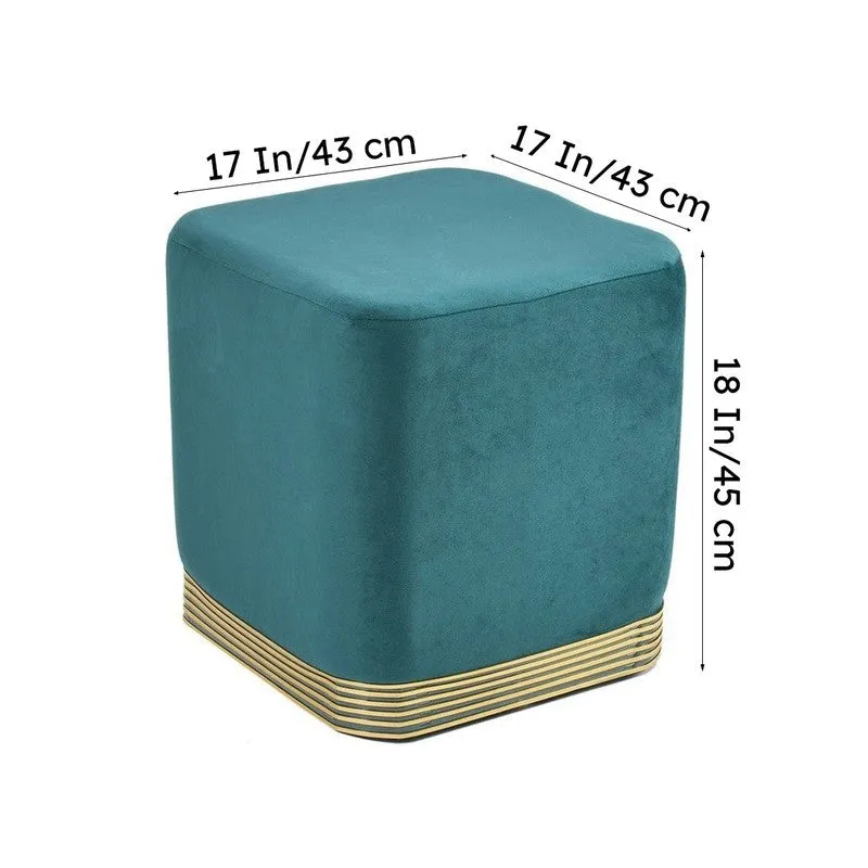 Aureum Solid Velvet Pouffe - Teal media 8