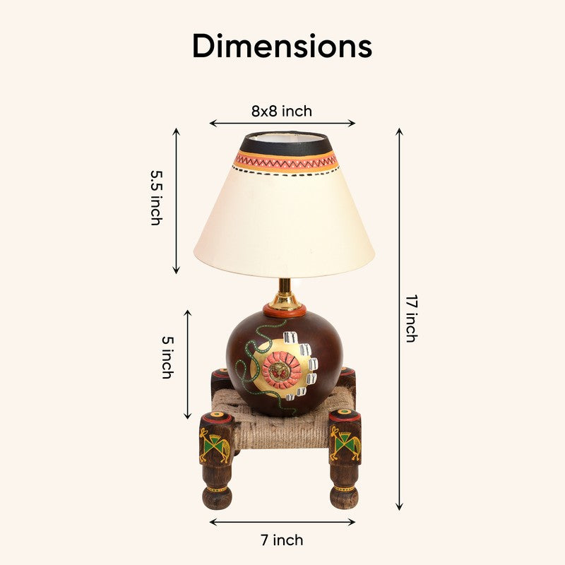 Terracotta Table Lamp With Manji - Multicolor media 11