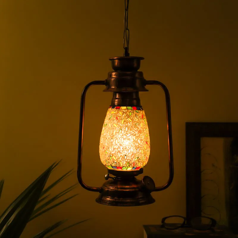 Siera Mosaic Lantern Glass Ceiling Lamp - Copper media 1