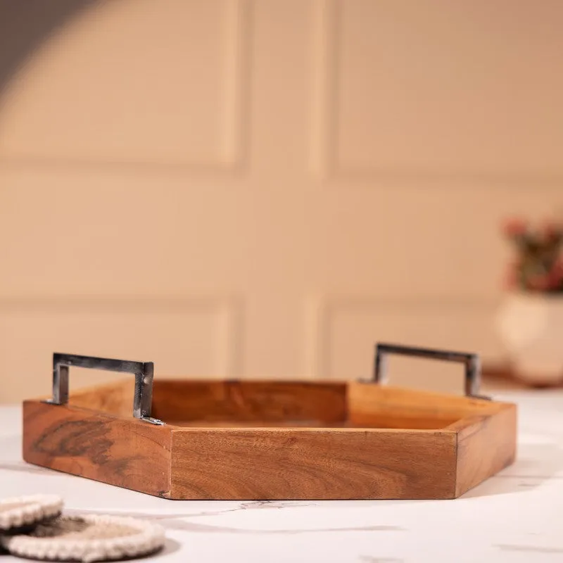 ChefServe Wood Serving Tray - Brown,Silver media 5
