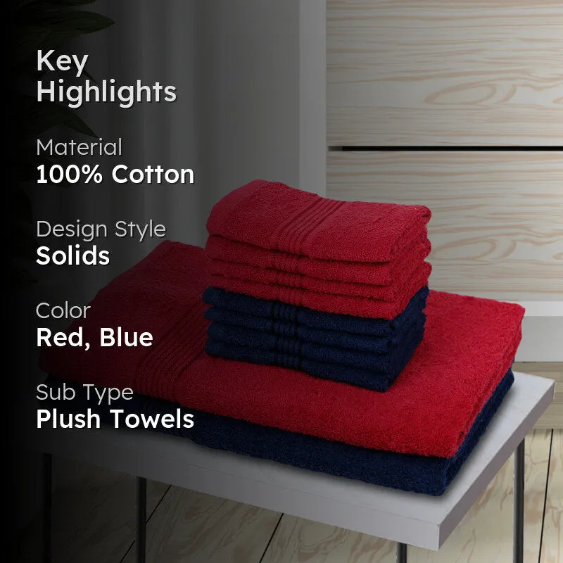 Comfora Bath & Face Towel Set (Blue,Red) - Ten Piece Set media 2