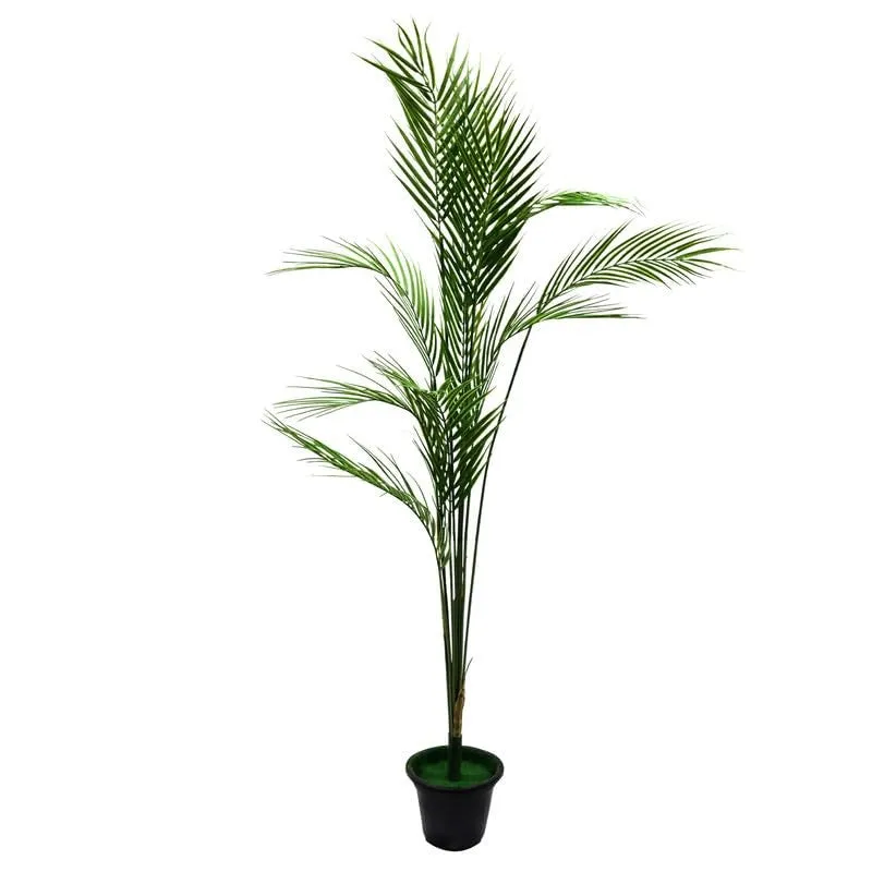 Fauxliage Artificial Areca Plant With Black Plastic Pot- 4 Feet media 4