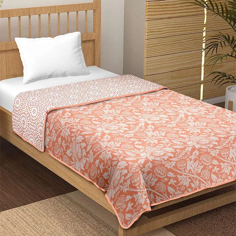 Sumi Reversible Cotton Dohar (Orange)  - 180 GSM media 1