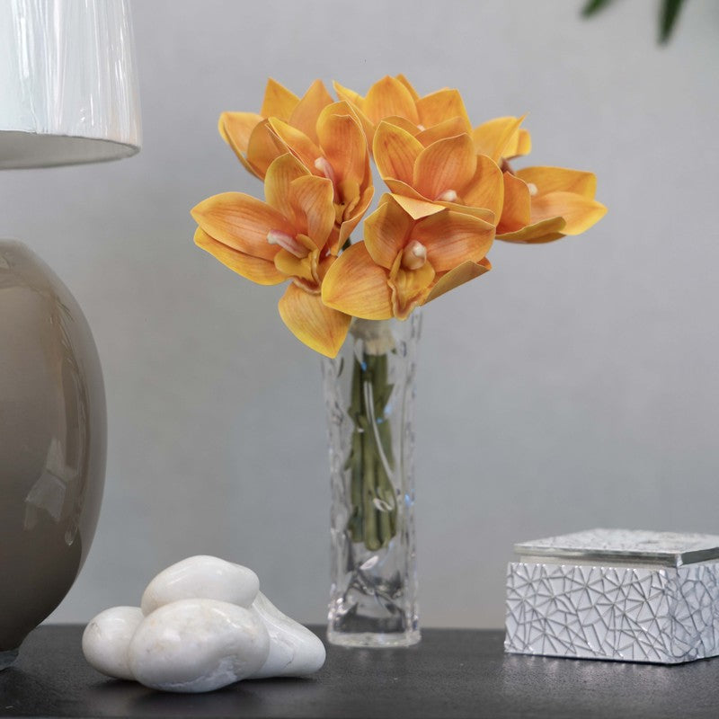 Styled Artificial Orchid Flower Bunches - Orange