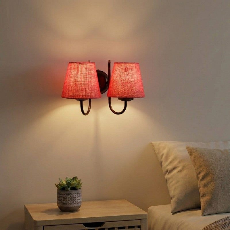 Scarlet Loom Jute Wall Lamp - Red