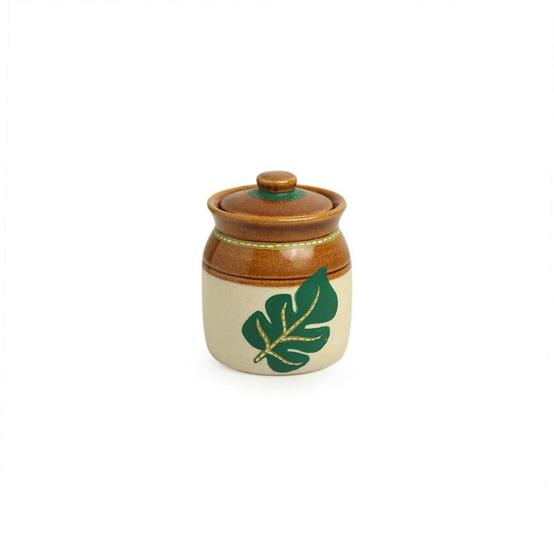 Leafy Shade Handpainted Jar With Tray (220 ML) - Five Piece Set media 4