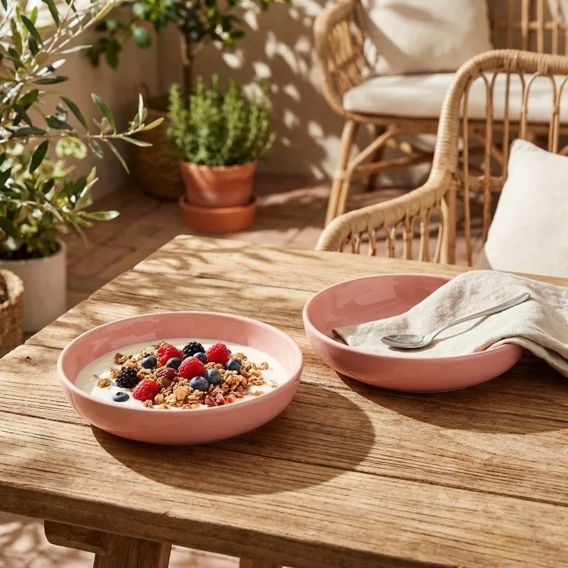 Ceramic Salad Bowls (Pink,300 mL Each) - Set Of Two media 4
