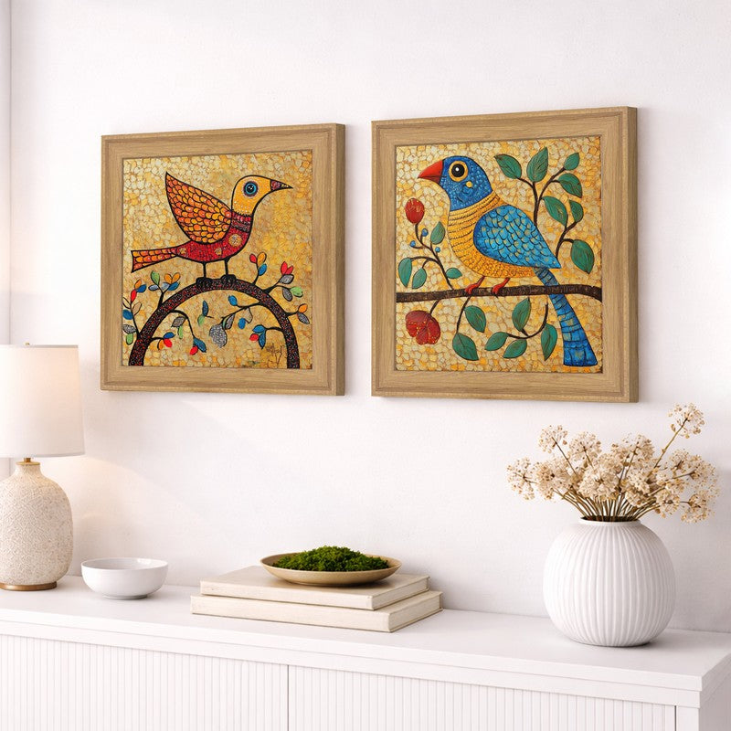 Madhubhani Birds I Wall Art - Set Of Two media 3