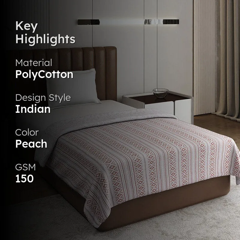 Monte Carlo Strivya Geometric Polycotton Reversible Dohar (Peach) - 150 GSM media 2