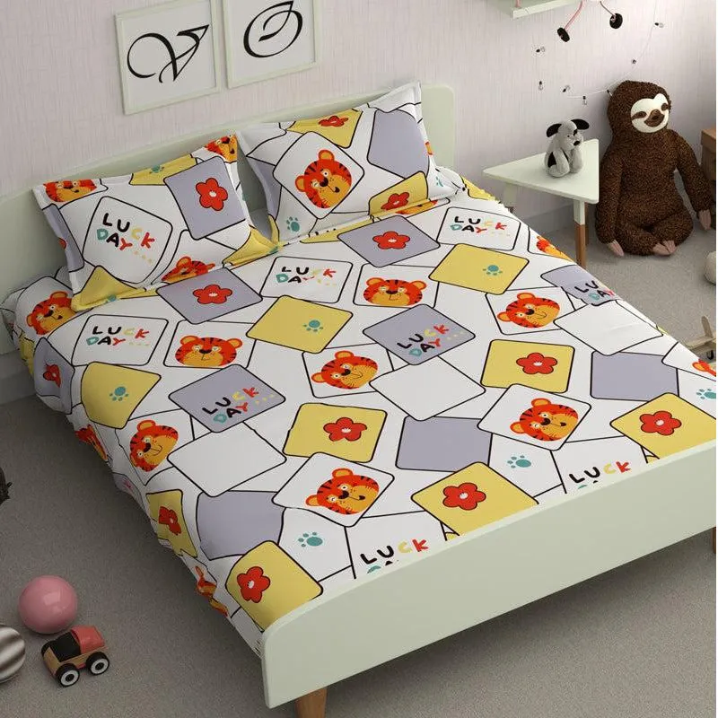 Teddy Cards Printed Microfiber Bedsheet - 180 GSM media 3