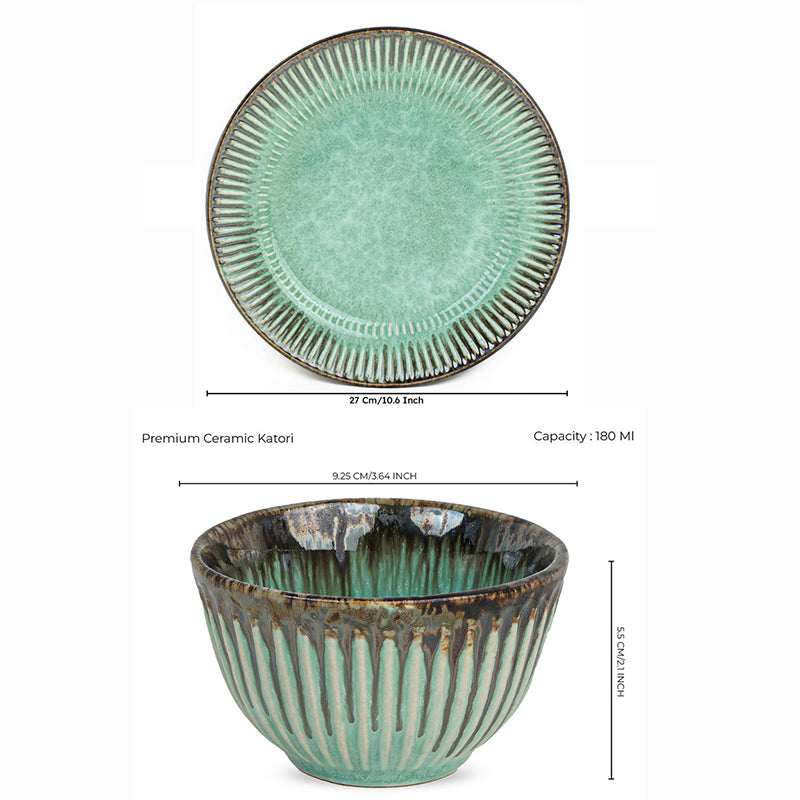 Mintora Green Ceramic Dinner Set - 8 Piece Set media 7