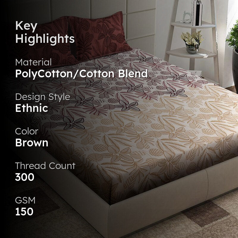 Cami Floral Bedsheet (Brown) - 150 GSM media 2