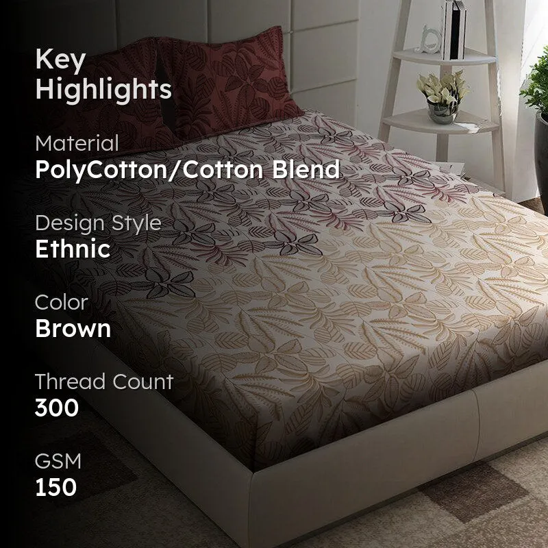 Cami Floral Bedsheet (Brown) - 150 GSM media 2